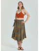 Gipe Detailed Waist Tied Petrol Plus Size Skirt 4589